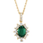 Collier or jaune 750/18 ct, diamants 0.26 ct H/si & émeraude - AN-097267-SMA-GG