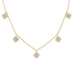 Necklace 750/18 K Yellow Gold Cloverleaves with Diamonds 0.83 ct H/si
