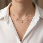 Collier 750/18 K Gelbgold Kleeblätter mit Diamanten 0.83 ct H/si - KE-00597-GG