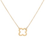 Necklace 750/18 K Yellow Gold Cloverleaf with Diamonds 0.02 ct