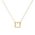 Collier or jaune 750/18 ct Trèfle avec diamants 0.02 ct
