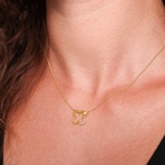 Collier or jaune 750/18 ct Trèfle avec diamants 0.02 ct - KE-73616-GG