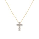 Collier or jaune 750/18 ct Croix avec diamants 0.32 ct H/si