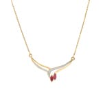 Necklace 750/18 K Yellow Gold with 2 Rubies 0.22ct.