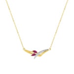 Collier 750/18 K Gelbgold mit 2 Rubinen Marquise und Diamant 0.01ct.