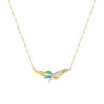 Collier 750/18 K Gelbgold mit 2 Smaragden Marquise und Diamant 0.01ct.