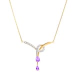 Collier 750/18 K Gelbgold mit Amethysten und Diamanten 0.03ct.