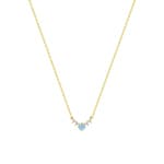 Collier or jaune 750/18 ct avec topaze bleue & diamants 0.05 ct