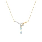 Collier or jaune 750/18 ct avec topazes bleues ovale et diamants 0.02ct.