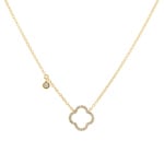 Collier 750/18 K Gelbgold mit Diamanten 0.09 ct H/si, Kleeblatt