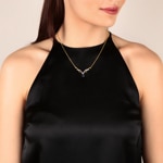 Collier or jaune 750/18 ct avec diamants 0.09 ct H/si & saphir - PNE01471-2-GG