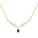 Collier or jaune 750/18 ct avec diamants 0.09 ct H/si & émeraude