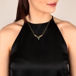 Collier or jaune 750/18 ct avec diamants 0.10 ct H/si & émeraudes - PNE01859-4-GG