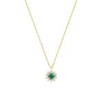 Collier 750/18 K Gelbgold mit Smaragd & Diamanten 0.21 ct