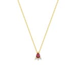 Collier or jaune 750/18 ct avec rubis et zircones