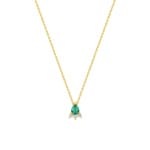 Collier or jaune 750/18 ct avec émeraude et zircones - 3.7584.E0