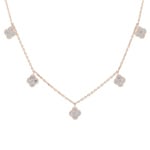 Necklace 750/18 K Rose Gold Cloverleaves with Diamonds 0.83 ct H/si