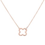 Necklace 750/18 K Rose Gold Cloverleaf with Diamonds 0.02 ct - KE-73614-RG
