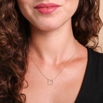 Collier 750/18 K Roségold Kleeblatt mit Diamanten 0.02 ct - KE-73614-RG