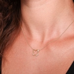 Collier or rosé 750/18 ct Trèfle avec diamants 0.02 ct - KE-73616-RG