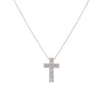 Collier or rosé 750/18 ct Croix avec diamants 0.32 ct H/si - KE-00988-RG