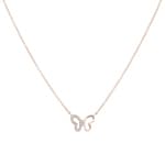 Collier 750/18 K Roségold mit Diamanten 0.04 ct H/si, Schmetterling