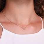 Collier or rosé 750/18 ct Papillon avec diamants 0.04 ct H/si - KE-118323-RG