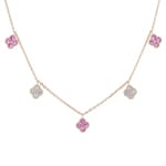 Necklace 750/18 K Rose Gold with Pink Sapphires & Diamonds 0.32 ct H/si