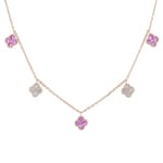 Collier 750/18 K Roségold mit pinken Saphiren & Diamanten 0.32 ct H/si