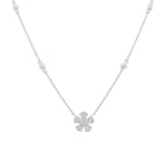 Collier 750/18 K Weissgold Blume mit Diamanten 0.28 ct H/si