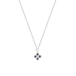Collier 750/18 K Weissgold Blume mit Saphiren & Diamant 0.01 ct