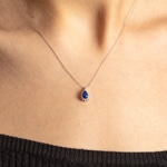 Collier 750/18 K Weissgold, Diamanten 0.11 ct H/si & Saphir - AN-095373-SAF-WG