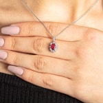 Collier or gris 750/18 ct, diamants 0.26 ct H/si & rubis 1.23 ct - AN-097267-RUB-WG