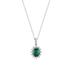 Collier 750/18 K Weissgold, Diamanten 0.26 ct H/si & Smaragd 0.62 ct