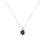 Collier 750/18 K Weissgold, Diamanten 0.28 ct H/si & Saphir 0.92 ct