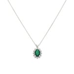 Collier or gris 750/18 ct, diamants 0.28 ct H/si & émeraude 0.62 ct