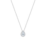 Collier 750/18 K Weissgold Halo mit Aquamarin & Diamanten 0.08 ct