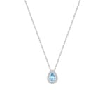 Collier 750/18 K Weissgold Halo mit Blautopas & Diamanten 0.08 ct - 3.7568.T1