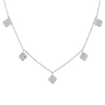 Necklace 750/18 K White Gold Cloverleaves with Diamonds 0.83 ct H/si