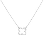 Necklace 750/18 K White Gold Cloverleaf with Diamonds 0.02 ct