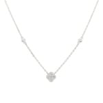 Necklace 750/18 K White Gold Cloverleaf with Diamonds 0.21 ct H/si