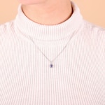 Collier 750/18 K Weissgold mit Amethyst oval und Zirkonia - 3.7104.A1