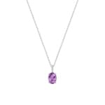 Necklace 750/18 K White Gold with oval Amethyst & Cubic Zirconia