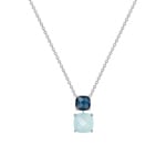 Collier 750/18 K Weissgold mit Blautopas & Chalcedon