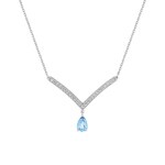 Collier or gris 750/18 ct avec topaze bleue & zircones - 3.7340.T1