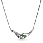 Collier 750/18 K Weissgold mit Diamanten 0.01 ct H/si & Smaragde - PNE1814/4-WG