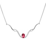 Collier or gris 750/18 ct avec diamants 0.02 ct H/si & rubis