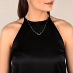 Collier or gris 750/18 ct avec diamants 0.02 ct H/si & émeraude - PNE01880-4-WG