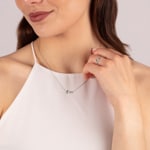 Collier 750/18 K Weissgold Love mit Diamanten 0.03 ct H/si - KE-57606-WG