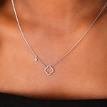 Necklace 750/18 K White Gold with Diamonds 0.09 ct H/si, Cloverleaf - KE-22923-WG